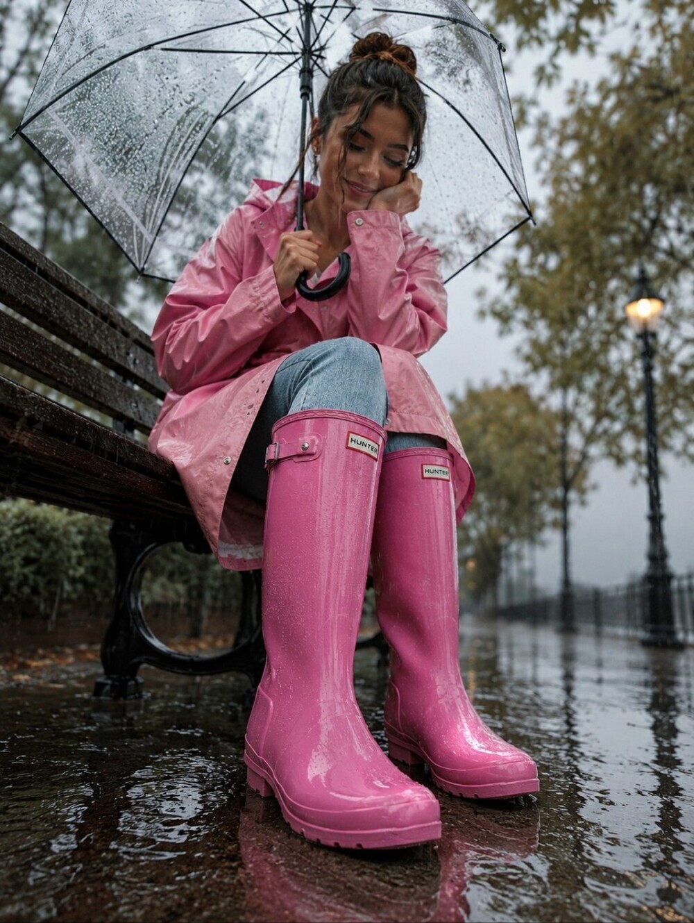 Hunter Pink Gloss Rain Boots